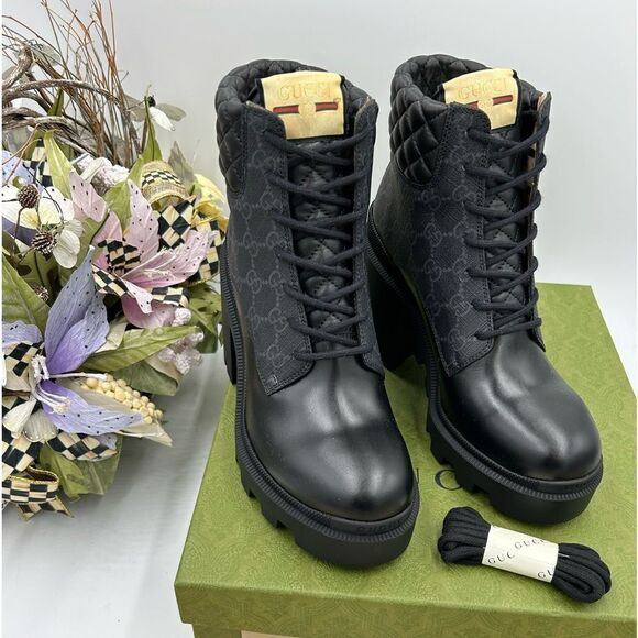 Women’s Gucci GG Supreme Leather boots size 40.5 made in Italy - Picture 1 of 10